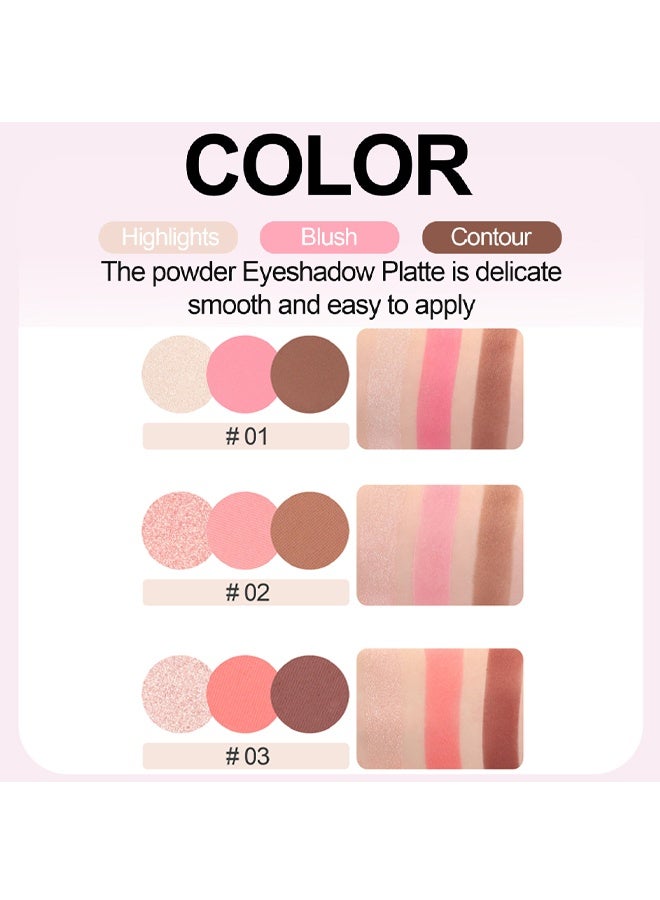 Julystar Glow Up-3 In 1 Highlight+Blush+Contour，Powder Cheek For Face Blush Bronzer Palette Long-Lasting, Ultra-Thin, Natural And Bright Color Cushion Applicator Blendable Natural Makeup Face Blush #02 - Image 4